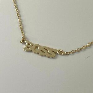 Women's Boss Pendant Necklace Gold Tone Chain